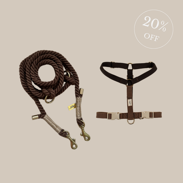 Chocolate hundesele + BRUN standard hundesnor