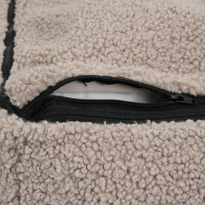 Beige hundekurv i aftageligt og vaskbart betræk med memory foam fyld