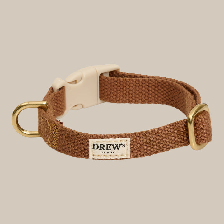 Hvalpehalsbånd i brun og guld