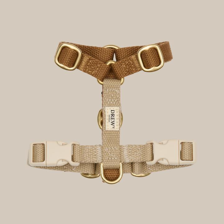 Y-sele i blødt materiale i brun og beige