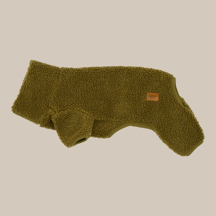 MILO // Hundepullover aus weichem Teddy-Material (olive)
