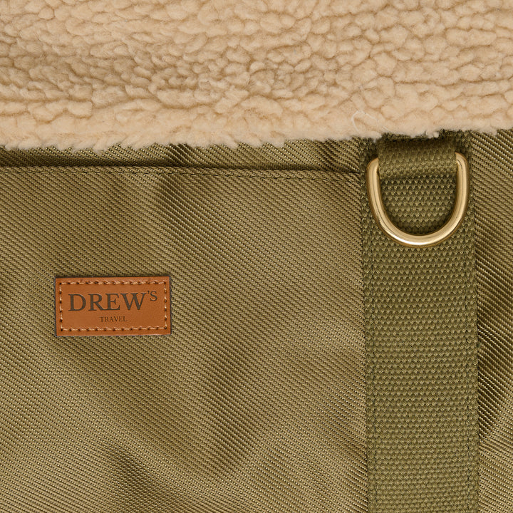 LIMITED EDITION - Olive // ​​Sporty dog ​​bag with soft teddy fleece lining