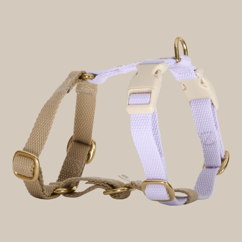 Lilla og beige hundesele