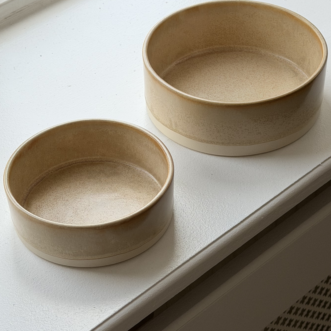 Hundeskåle i keramik beige